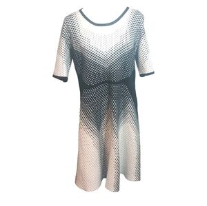 Women's Sandra Darren Dress Black White Sweater Dress 1X Mini Flare 44x39